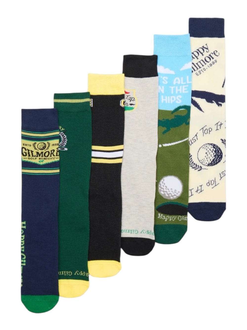 Happy Gilmore Men's Crew Socks - Multi Color 6-Pack